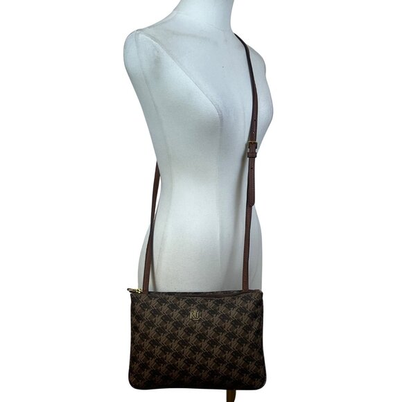 Polo Ralph Lauren Women’s Brown Faux Leather With RLL Monogram Crossbody Bag - Picture 11 of 13